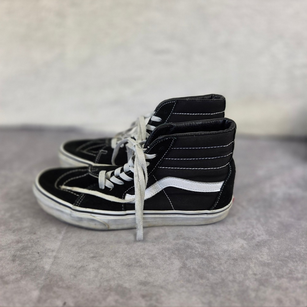 Vans Sk8-Hi High Top Sneakers Black White Suede Canvas Skate Shoes S2493